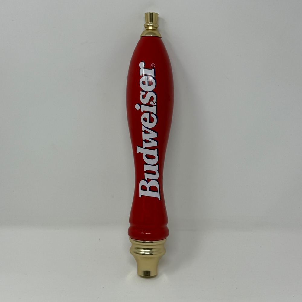 Budweiser Beer Tap Handle Red Gold Vertical Logo 11.5 Inch Barware Kegerator